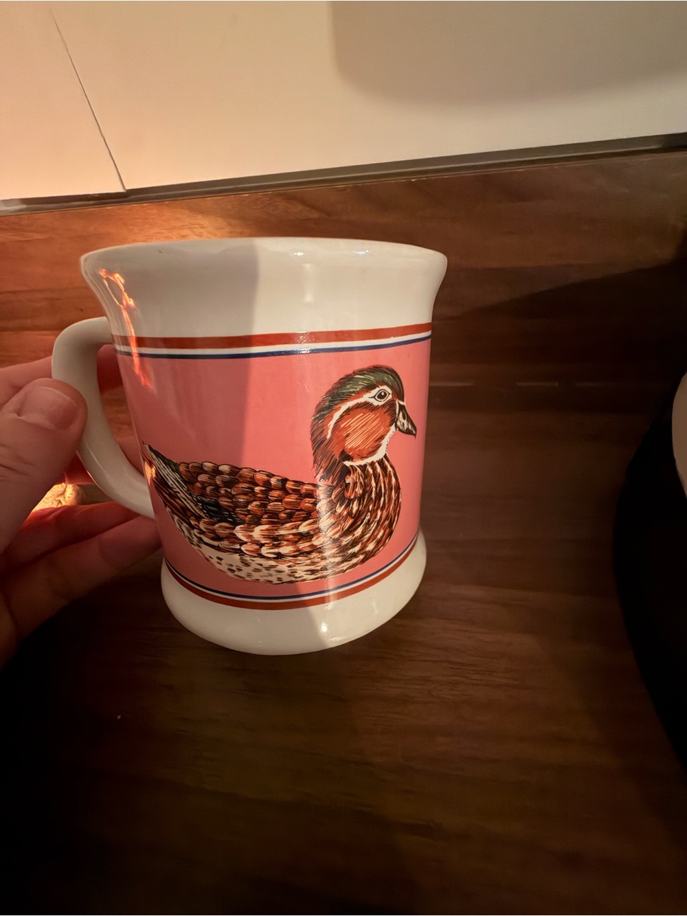 Vintage Pink Ceramic Duck Accent Mug